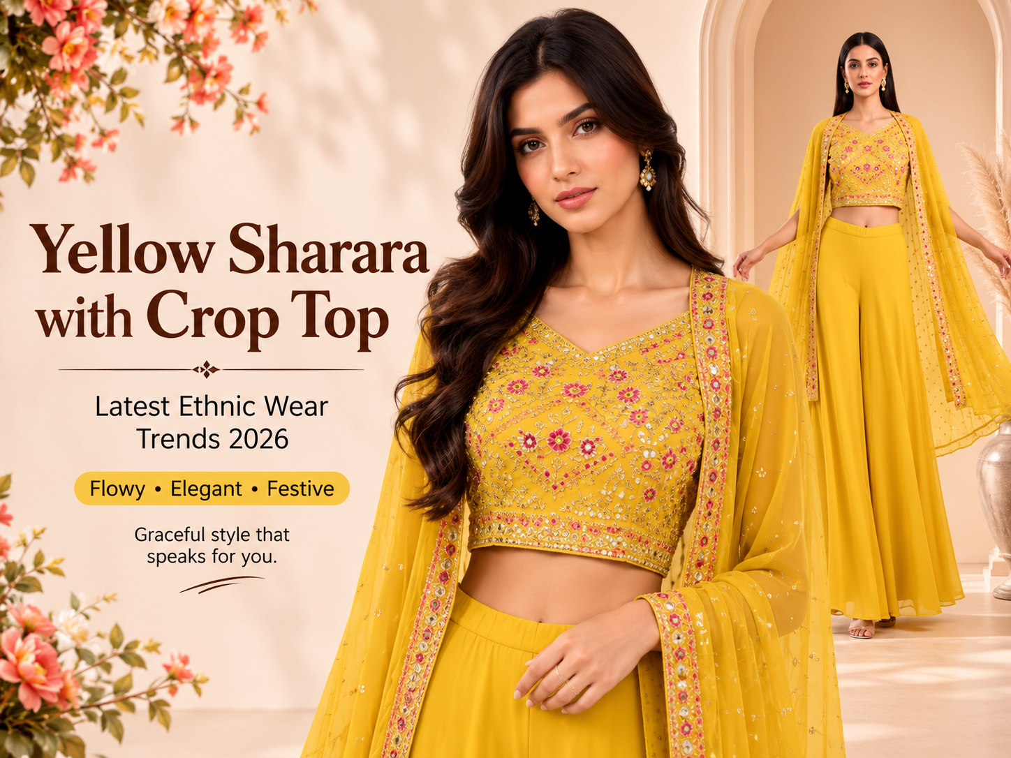 Yellow Sharara with Crop Top: The Perfect Ethnic Outfit for Every Celebration